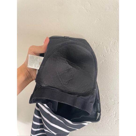 Kona Sol Swimsuit Medium One-piece Black & White Striped Strapless Bathing Suit - Picture 6 of 7